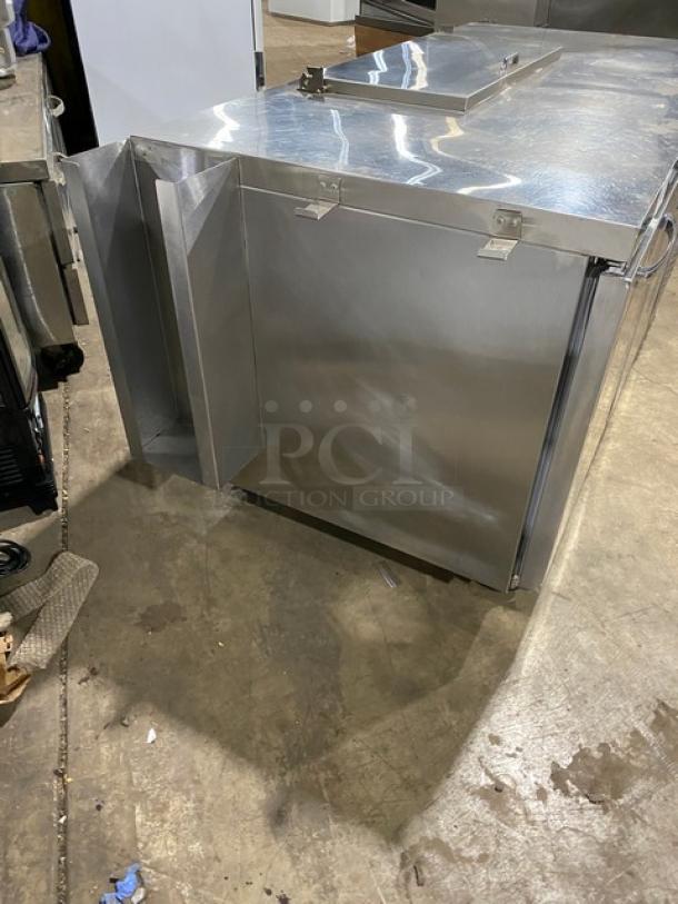 Continental 3-Door Refrigerated Salad/Sandwich Prep Table, stainless steel, Model RA6BNB, on casters, poly coated rack, 115V.