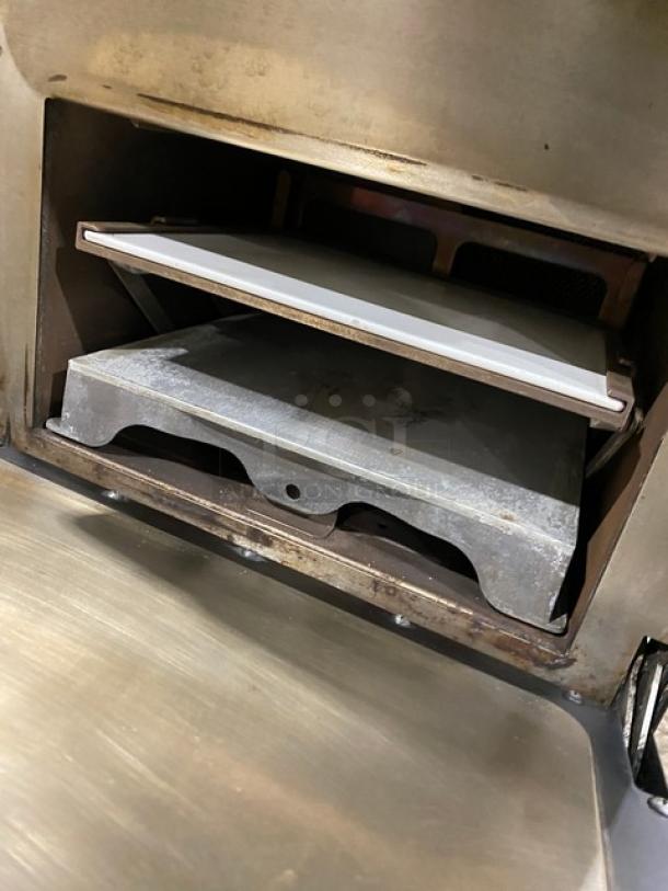 TurboChef NGO ventless rapid cook oven interior, with two cooking racks, electric, 208/240V, on legs, 2021 model.