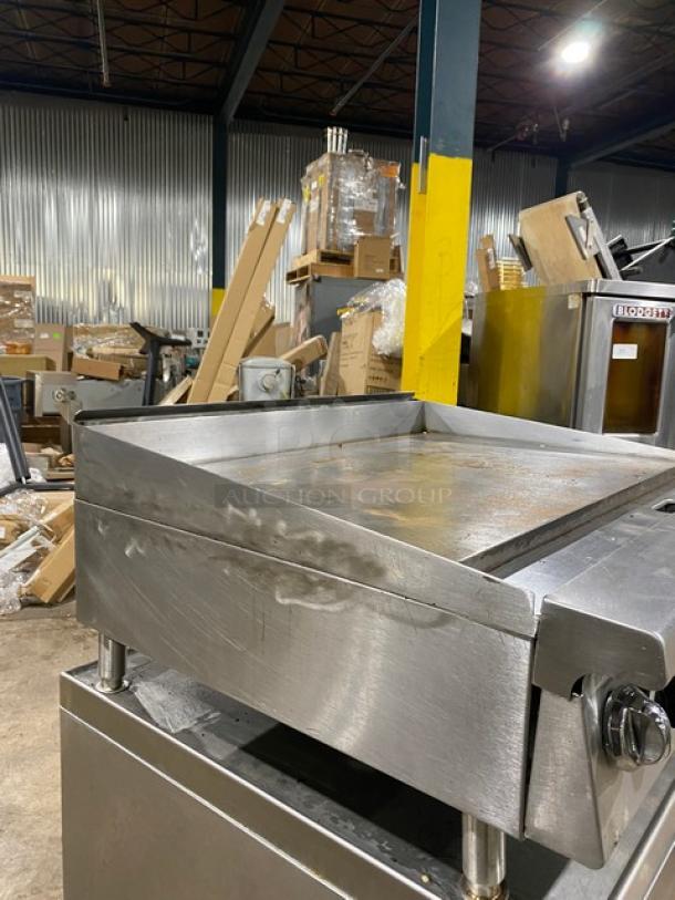 Garland stainless steel natural gas countertop flat griddle, Model GTGG36GT36M, on legs, used condition, serial 1709100101336.