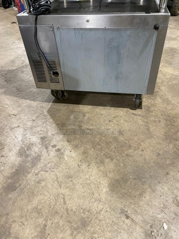 Beverage-Air WTFCS36D1 commercial stainless steel 2-drawer refrigerated chef base; 115V, 1 Phase, on casters, includes worktop.