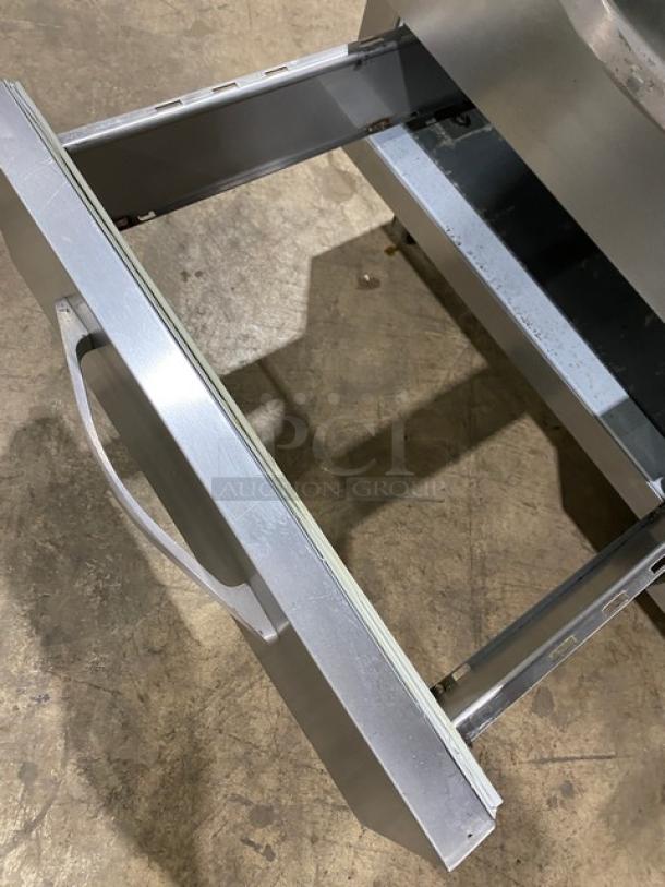 Beverage-Air stainless steel 2-drawer refrigerated chef base, Model WTFCS36D1, features worktop, on casters, 115V.