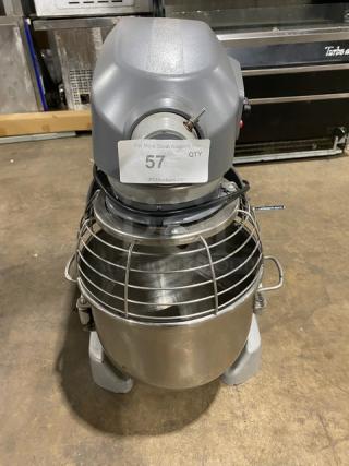 Hobart Legacy Series Commercial Gray Electric Powered Bench Model 20 Qt. Planetary Mixer! With Stainless Steel Bowl Guard & Mixing Bowl! Model: HL200-1STD SN: 31-1469379! 100-120V 1 Phase! On Legs!