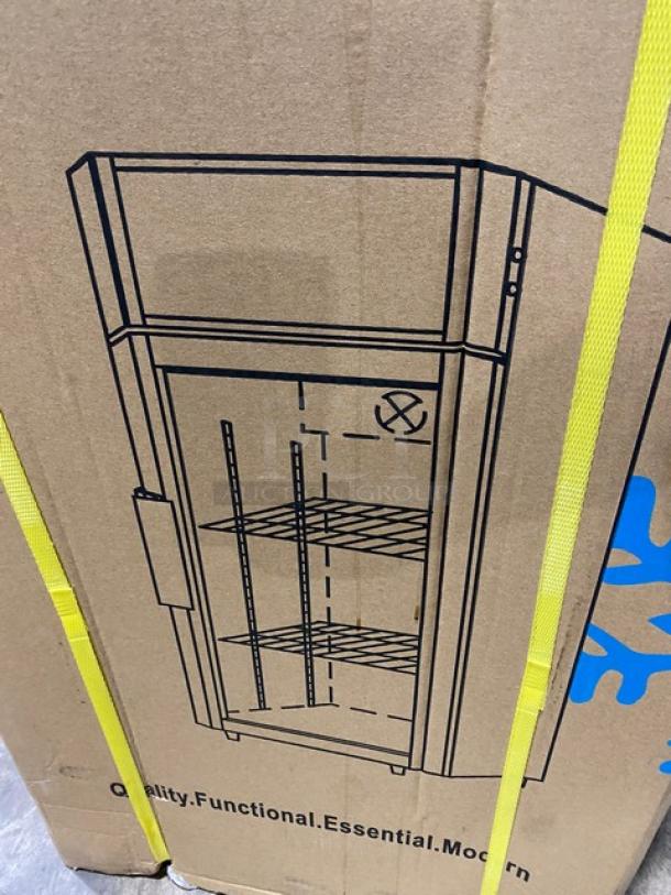 ProCool T80L commercial black single glass door countertop merchandiser refrigerator, new, in box.