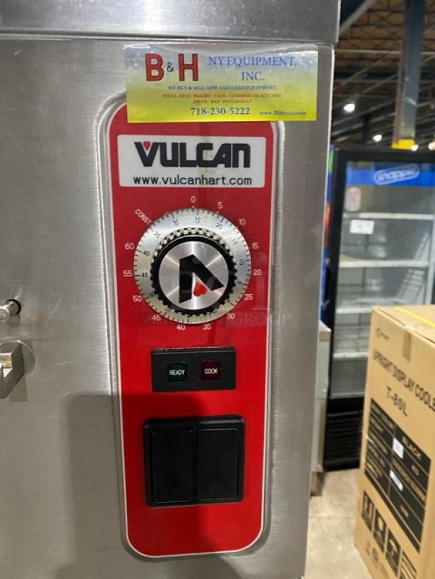 Vulcan VSX24G commercial stainless steel dual compartment convection steamer with individual controls, natural gas powered.