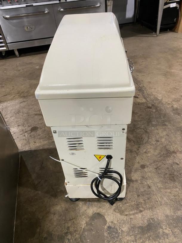 Eurodib LM50 spiral dough mixer, white, commercial-grade, single-speed, stainless steel mixing bowl, 220V, SN: 4005275.