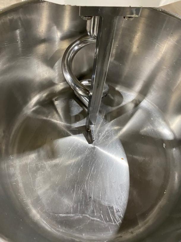 Eurodib LM50 spiral dough mixer bowl, stainless steel, commercial, single speed, model LM50, serial SN: 4005275, 220V.