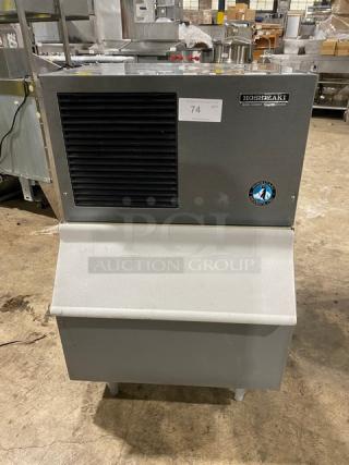 Hoshizaki KM-250BWE stainless steel ice machine/bin combo, air-cooled, on legs, 115-120V, serial J02136D, used condition.