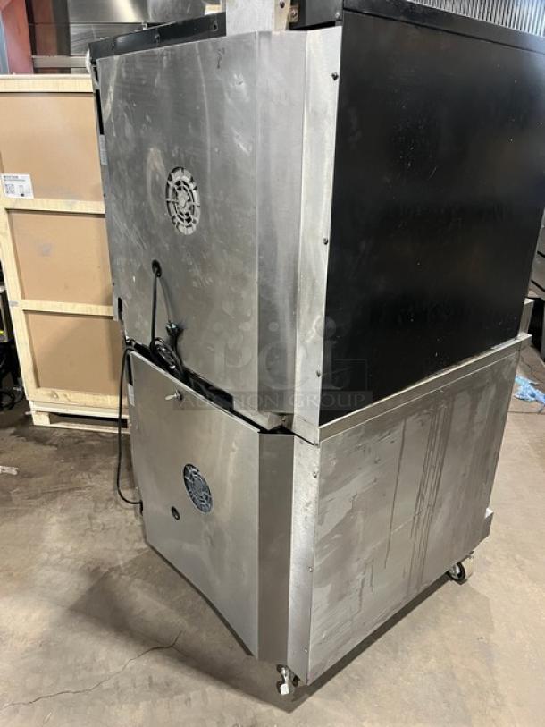 Garland Master 200/300 Series double-stacked convection oven, natural gas powered, view-through doors, on commercial casters.