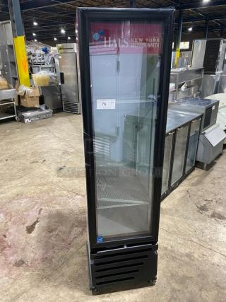 Imbrera VR08R6 commercial black single glass swing door refrigerator, Energy Star certified. Model VR08R6, SN: C9020080335S.