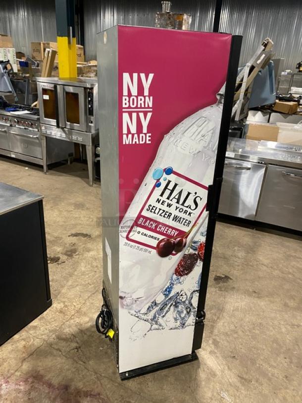 Imbrera Hals Style Commercial Black Single Glass Door Merchandiser Refrigerator, Model VR08R6, Energy Star Certified.