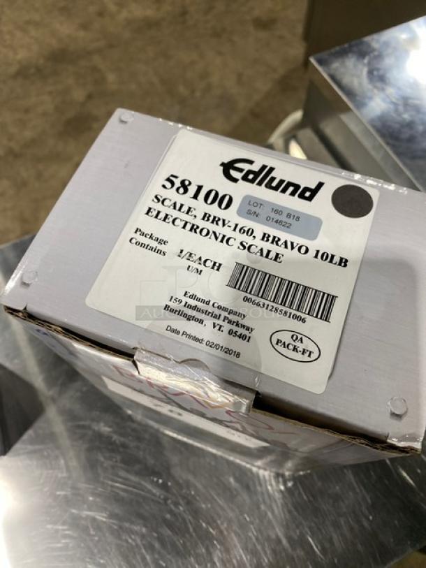 Edlund Bravo BRV160 10 lb digital portion scale, new, with ClearShield cover, easy-to-read LCD, in original packaging.