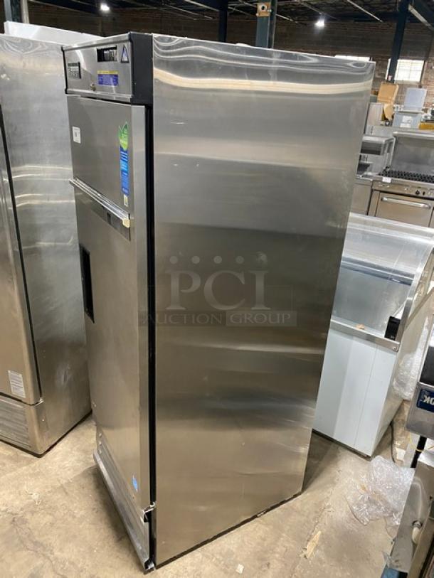 Everest EBR1 commercial stainless steel single solid door refrigerator, Energy Star certified, model EBR1, 115V, good condition.