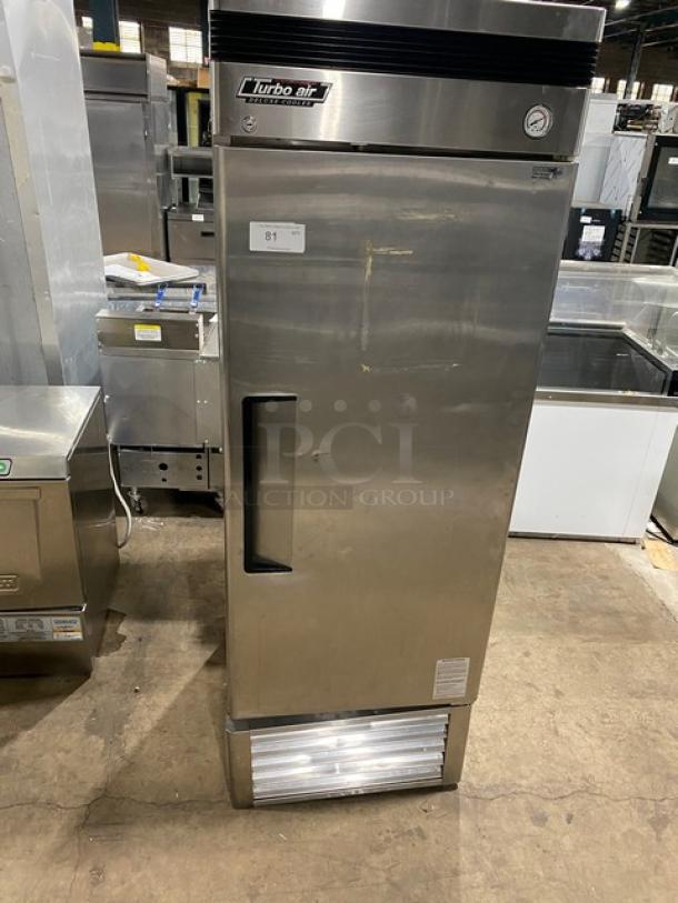 Turbo Air Deluxe Cooler Series single door refrigerator, model TSR-23D, stainless steel, 115V, used condition.