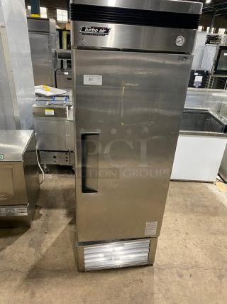 Turbo Air Deluxe Cooler Series single door refrigerator, model TSR-23D, stainless steel, 115V, used condition.