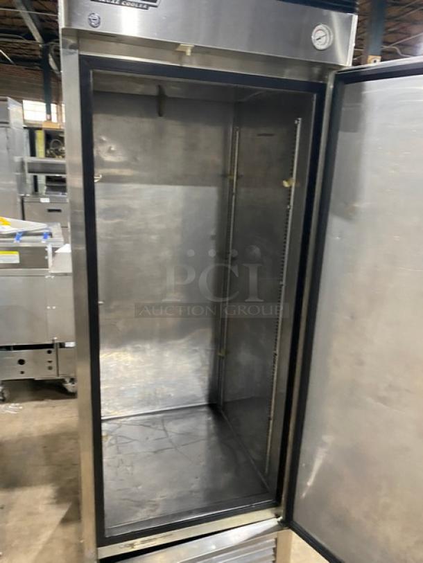 Turbo Air Deluxe Cooler Series TSR-23D stainless steel single door reach-in refrigerator, open view, commercial model.