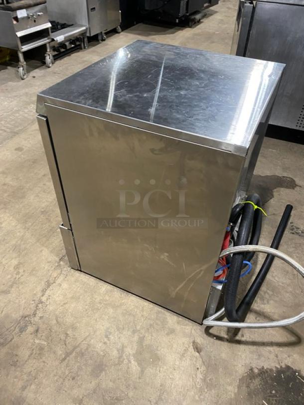 Hobart LXEH commercial undercounter dishwasher, stainless steel, electric, high temp, model LXEH, 120/208-240V, 1 phase.