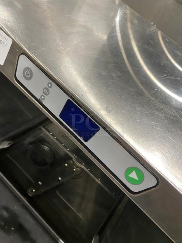 Hobart LXEH commercial stainless steel undercounter dishwasher, new body style, high temp, electric, control panel view.