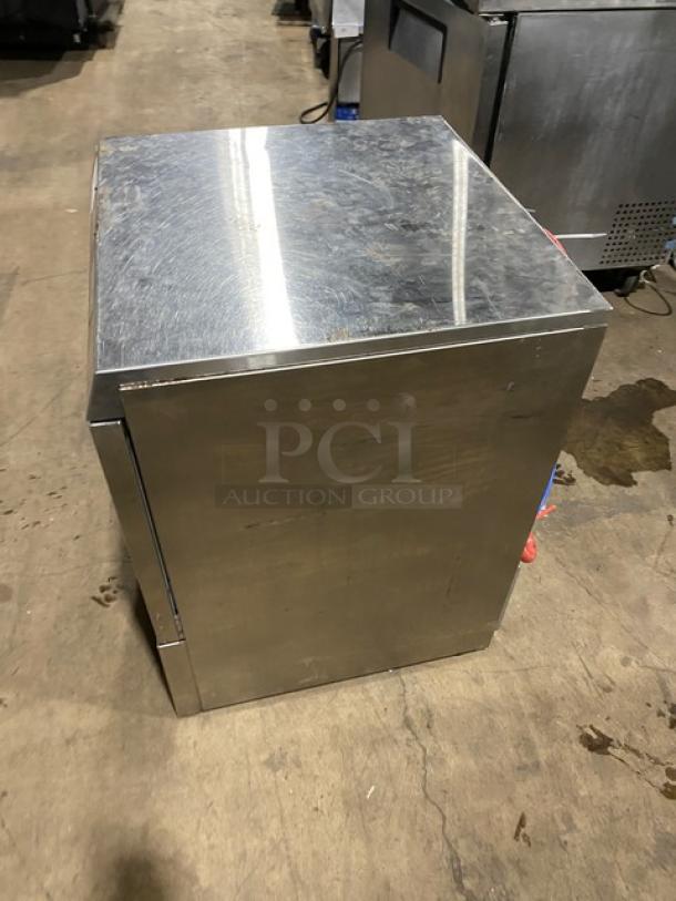 Hobart LXEH stainless steel commercial undercounter high-temperature dishwasher, new body style, in used condition.