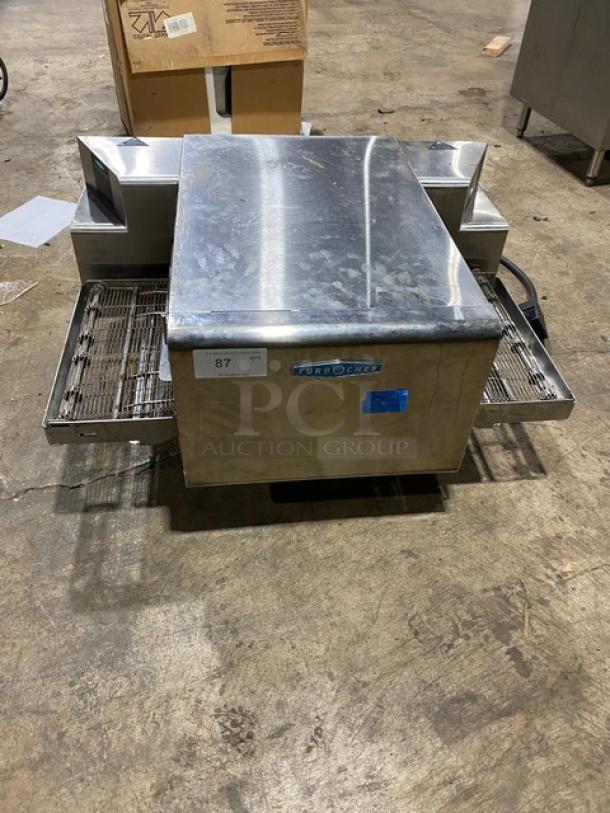 TurboChef Model HCS1618 stainless steel commercial conveyor oven, electric, 208/240V, used condition, visible brand label.