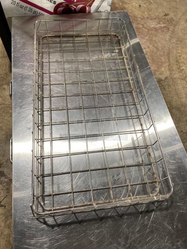 Commercial chrome plated full-size wired rack for bagels/pastries. Features durable metal grid. Used condition.