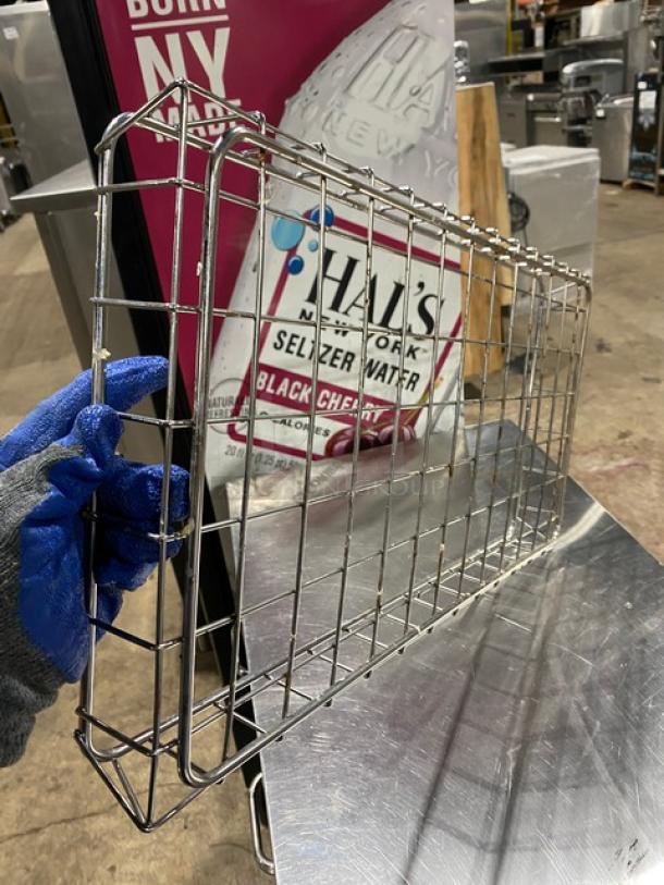 Commercial chrome plated full-size wired rack for bagels or pastries, in excellent condition, ideal for bakeries.