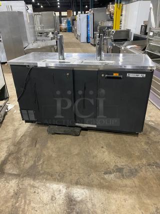 Beverage Air DD68 commercial kegerator with dual taps, black finish, serial 4507229, 115V 1-phase.