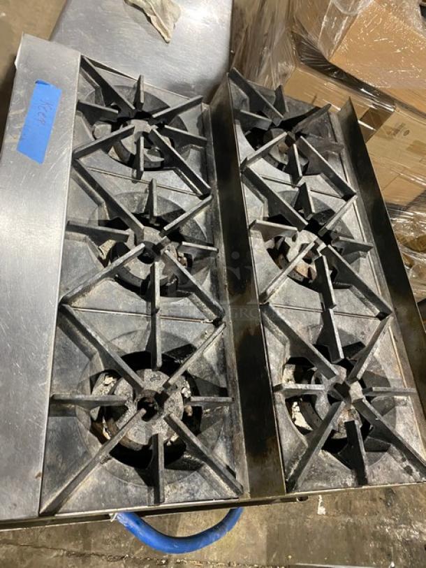 Star Ultra-Max Series 806HA8U, 6-burner stainless steel hot plate, natural gas, thermostatic controls, with shelf stand.