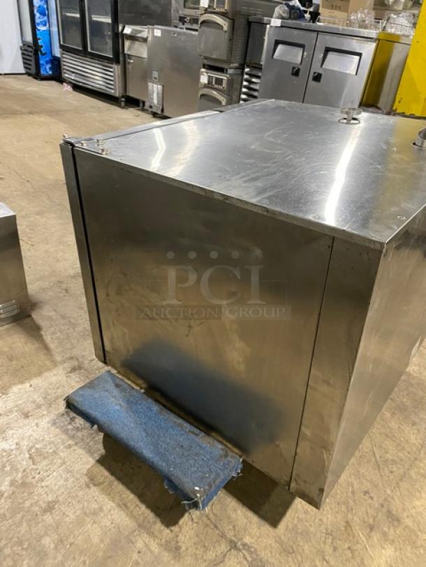 Rational SelfCooking Center commercial stainless steel combi oven with built-in pan slide, on legs, in used condition.