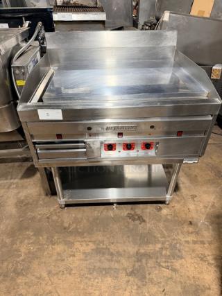 SWEET! Magikitch'n Commercial Heavy Duty Natural Gas  Powered ThermoStatic Controlled MIRROR SHINE Flat Griddle! On Stainless Steel Equipment Stand! Working When Removed!