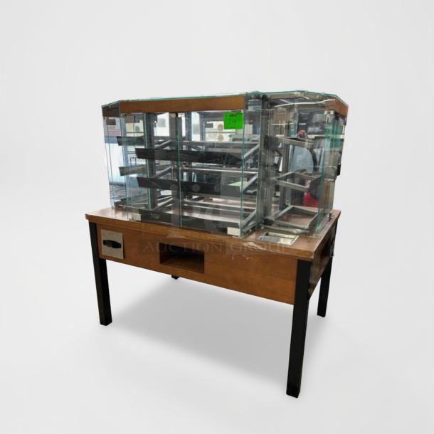 5FT Four-Way Dry Pastry Merchandiser by Commercial Display Equipment, 60"x39"x63", top-tier condition, fully inspected.