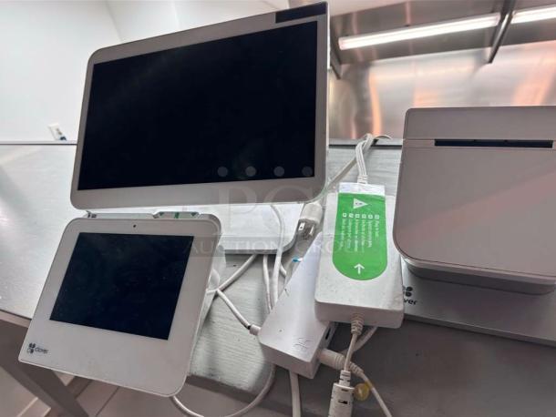 Clover POS Station System by Clover Network Inc., includes touchscreen register, receipt printer, and customer display, fully tested.
