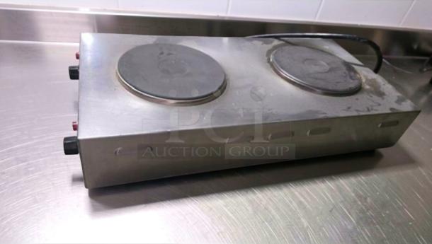 Nemco 6310-3-240 dual burner countertop hot plate, stainless steel, 240V, NSF & ETL listed, exceptional condition.