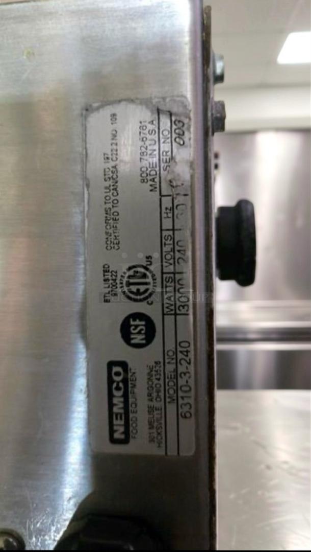 Nemco 6310-3-240 dual burner hot plate, exceptional condition, NSF & ETL listed, 240V, fully tested, label shows model and specs.