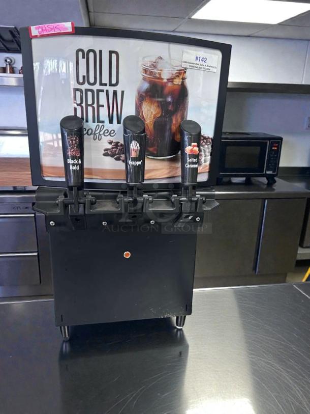 GoodWest GW2/GW3 Commercial Cold Brew Coffee Dispenser. Three taps, excellent condition, fully tested, 115V, Model GW-L-DISP-0363.