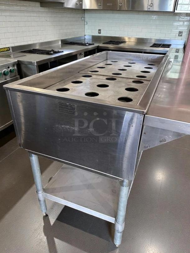 Eagle Group WT3-240 stainless steel steam table, 72", superior condition, UL & NSF listed, with visible caution label.
