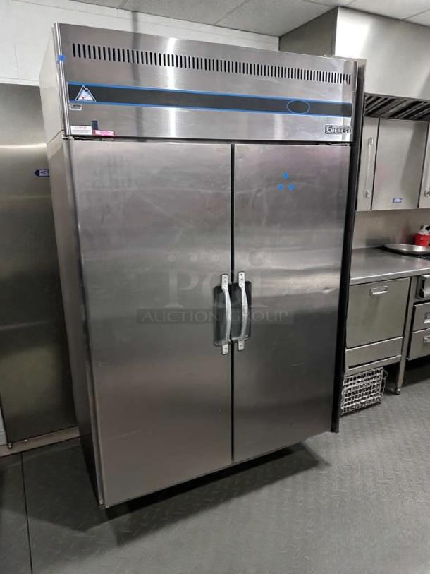 Everest ESR2 commercial reach-in refrigerator, stainless steel, high-grade condition, NSF & ETL listed, 115V, double doors.