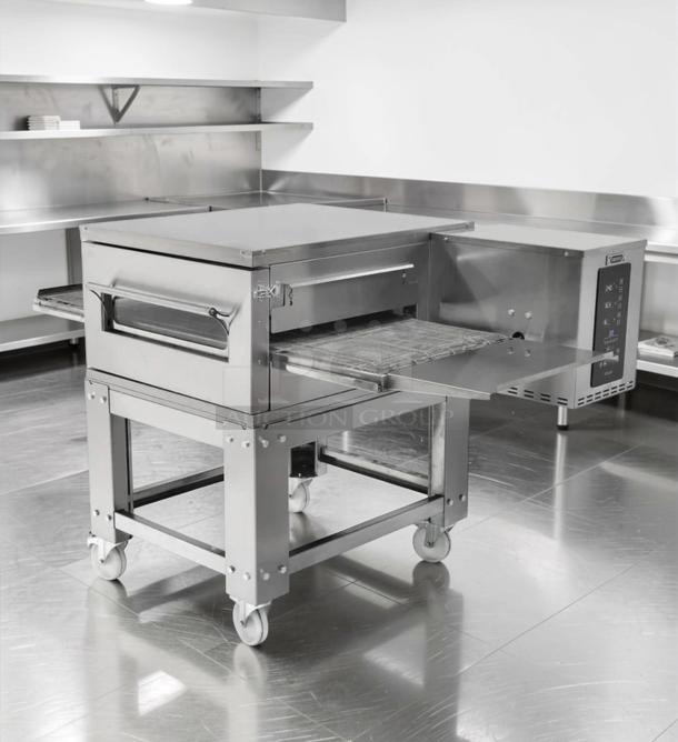 Middleby Marshall WOW! Conveyor Pizza Oven, commercial stainless steel, outstanding condition, fully operational, on casters.