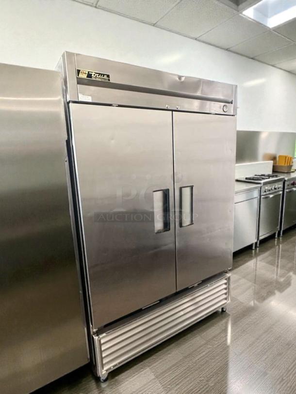 True T-49 Commercial Refrigerator, pristine condition, two doors, stainless steel finish, UL listed, fully operational.