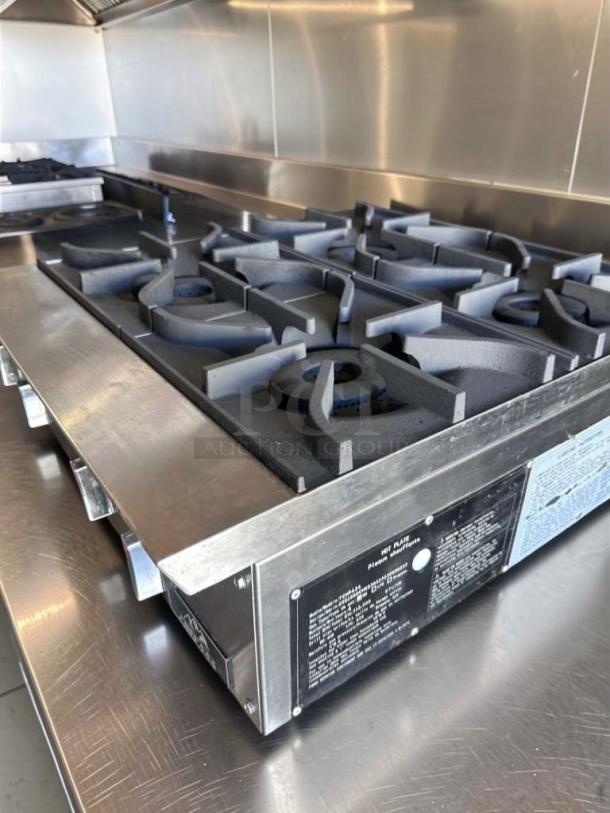 Crestware TCHPA24 4-Burner Gas Hot Plate, stainless steel, prime condition, commercial range, fully tested, operational.