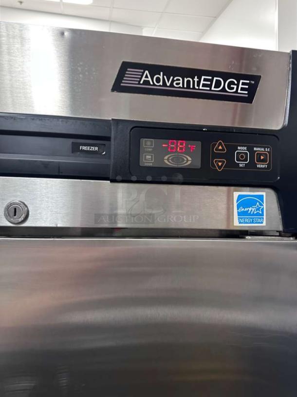 Victory AdvantEDGE Reach-In Freezer, stainless steel, Energy Star, digital display at -88°F, excellent condition, tested operational.