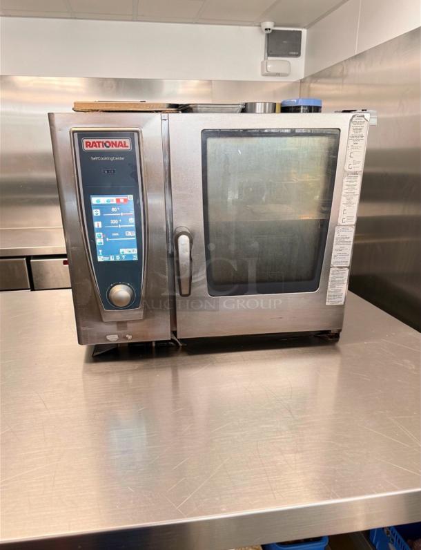 Stainless steel Rational SelfCookingCenter combi oven, prime condition, fully tested. Model RAT-L-CMB-0636 with control panel.