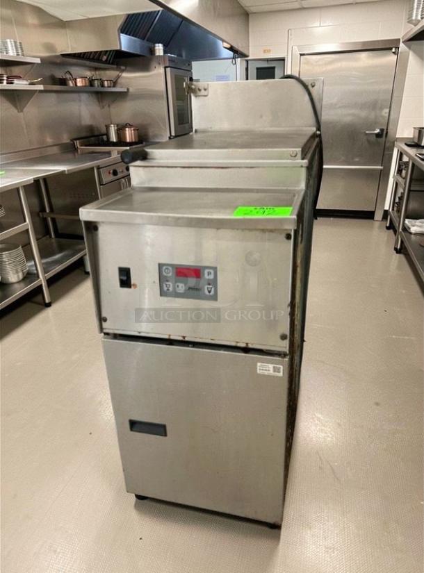 Pitco RTG14 gas deep fryer, 15-gallon, superior condition, NSF listed, fully operational, tested, clear control panel.