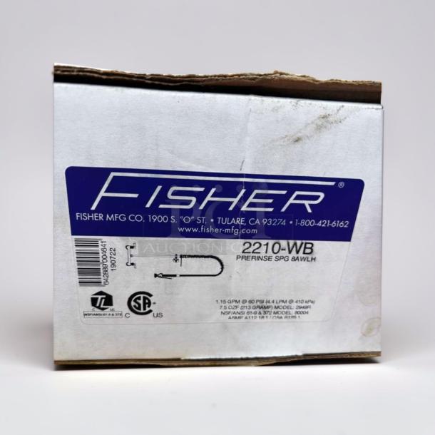 Fisher 2210-WB pre-rinse spray valve boxed, NSF listed, Fisher Manufacturing, California. Ideal for restaurant use.
