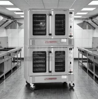 Blodgett Double-Stack Commercial Convection Oven in stainless steel, exceptional condition, fully tested, operational, model BLD-L-DBL-0340.