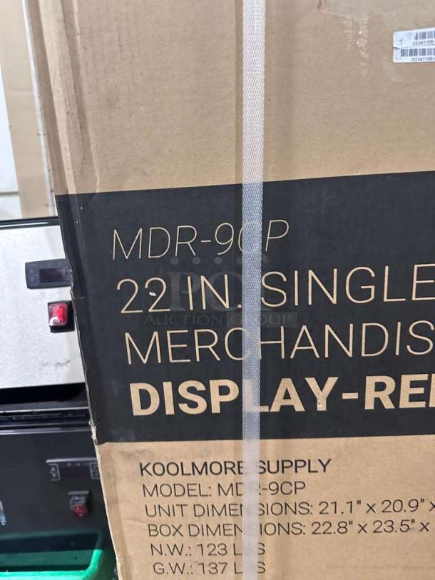 KoolMore MDR-9CP 22" Merchandiser Display Refrigerator in box. Brand new, ETL listed for commercial use.