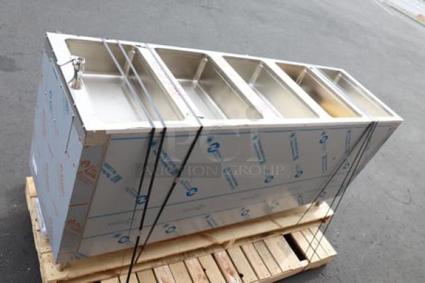 Advance Tabco SW-SE-240-BS six-pan electric hot food table, sealed well, partially enclosed base, minor scuffing, no original packaging.