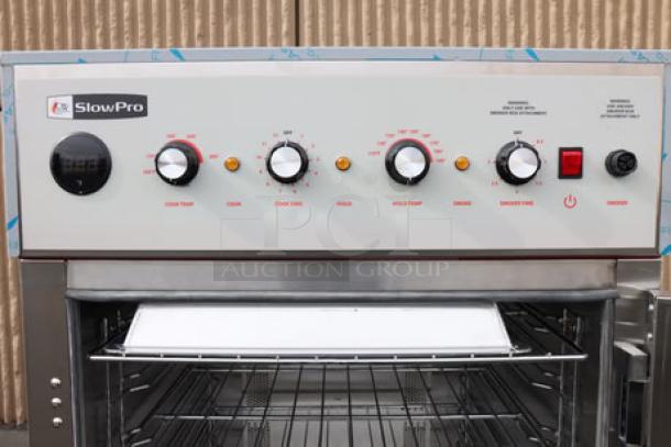 Cooking Performance Group SlowPro CHSP1SM undercounter cook and hold oven with smoker feature, brand new condition, visible control panel.