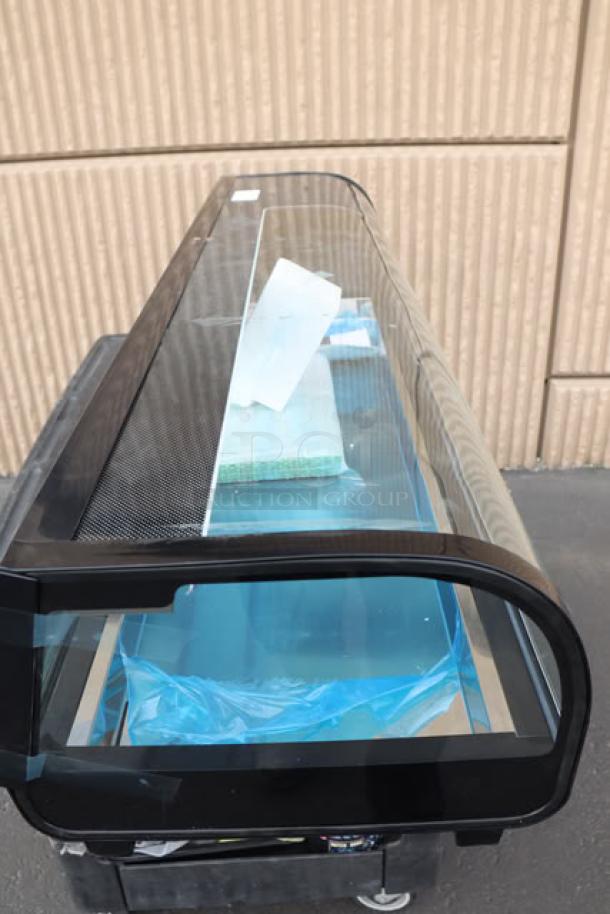 Brand new Emperor's Select CSD-60 refrigerated sushi display case, unboxed, 115V, 1.3A, 1 phase, S/N: 1763508250169.