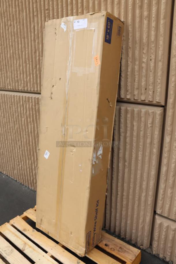 Brand new Steelton 5CA-186072-CR 18" x 60" NSF Chrome 5-Shelf Kit with 72" posts in damaged original packaging.