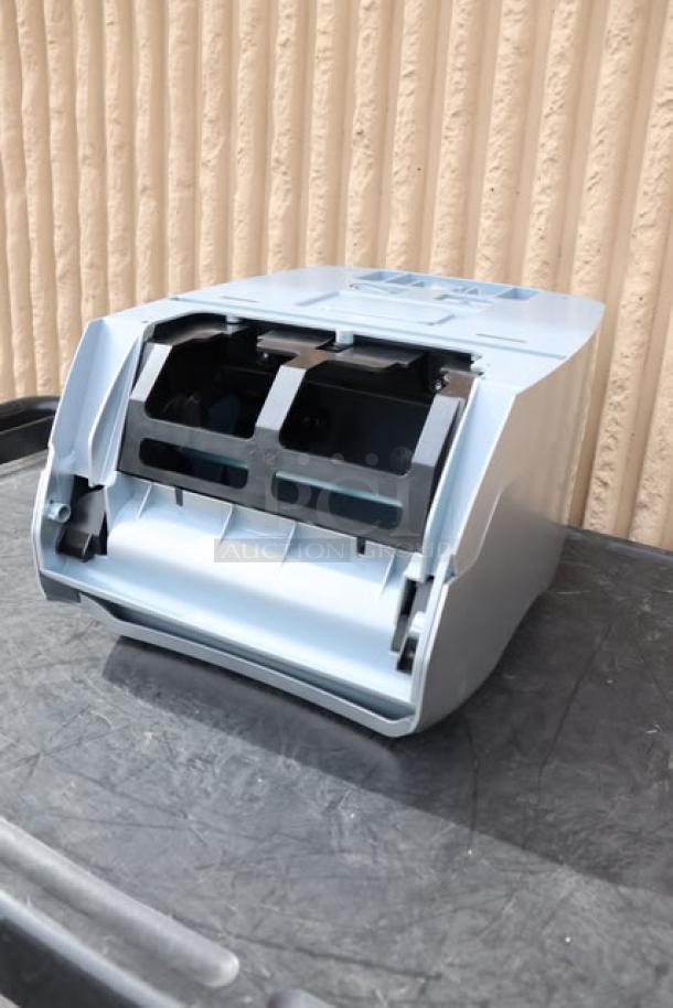 Brand new San Jamar T8370SS hands-free paper towel dispenser, stainless steel look, scratch-n-dent condition.